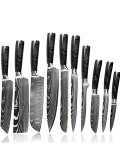 Buy Kitchen Knife set 9 pcs professional Stainless Steel Japanese knives for kitchen and restaurant in UAE