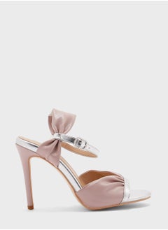 Buy V Detail Metallic Trim Ankle Strap Sandal in Saudi Arabia