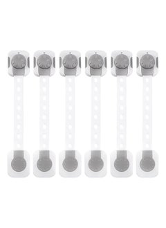 Buy Pack Of 6 Baby Safety Lock With Multi-Functional Adjustable Double Button Baby Anti-Clip Latch System For Cabinets, Drawers, Fridge, Closet Door in UAE