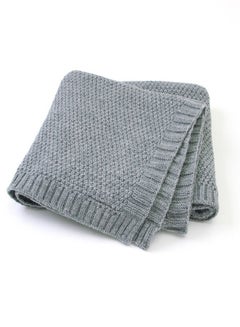 اشتري 100% Acrylic Soft Lightweight Knit Baby Blanket Grey 80x100cm في السعودية