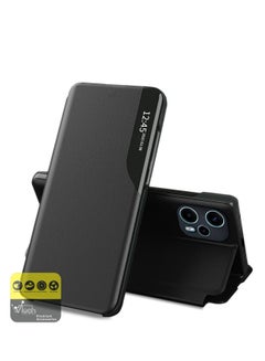 Buy Smart Mirror Window Flip Phone Case Auto Sleep Wake Case Cover For Xiaomi Poco F5 5G 2023 Black in UAE