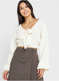 Buy Tie Front Cropped Sweater in UAE