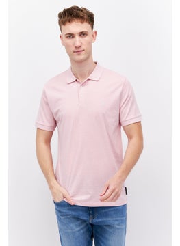 اشتري Men Regular Fit Brand Logo Short Sleeve Polo Shirts, Pink Heather في الامارات