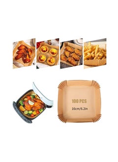 Buy Air Fryer Paper Liners 100Pcs Parchment Paper Air Fryer Disposable Paper Liner for Microwave Non-Stick Air Fryer Liners Square Free of Bleach (6.2IN) in Saudi Arabia