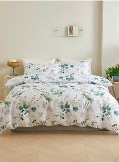 Buy King Size 6 Pieces, Green Leaves Design Bedding set in UAE