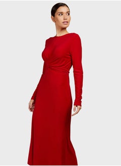 Buy Crew Neck Wrap Dress in UAE