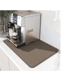 اشتري 30 x 40CM Coffee Mat,Coffee Bar Mat Coffee Maker Mat for Countertops Fit Under Coffee Maker Machine,Hide Stain Rubber Backed Absorbent Dish Drying Mat for Kitchen Counter,Pot Dish Rack-Brown في السعودية