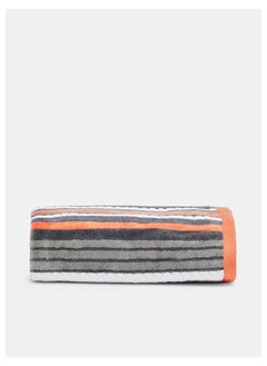 اشتري Rope Hand Towel- 500 GSM 100% Cotton Velour -50x90 cm Modern Stripe Design Luxury Touch Extra Absorbent Orange في الامارات