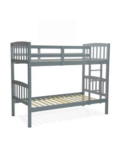 Buy Karnak Heavy Duty Wooden Bunk Bed With Ladder for Kids, Teens, Bedroom, Guest Room Furniture, Solid Wooden Bed, Full-Length Guardrail Color GREY in UAE