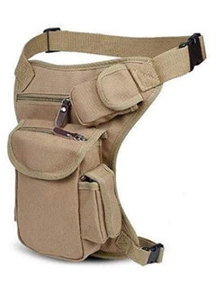 Buy Outdoor Sport Multifunction Leg Travel Bag Canvas Waist Bag Money Belt Army Waist Pack Desert (Khaki) in UAE
