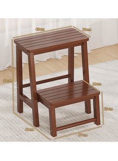 Buy 2 Layer Multifunctional Wooden Folding Ladder Stool  for Indoor Use in UAE