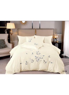 اشتري COMFY 6PC KING SIZE COTTON EMBROIDERED PREMIUM FLORAL DESIGN COMFORTER SET CREAM في الامارات