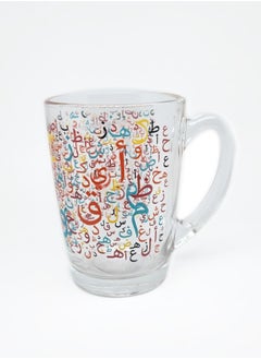 Buy Arabic Letters Printed Glass With Handle Clear 320ml in Saudi Arabia