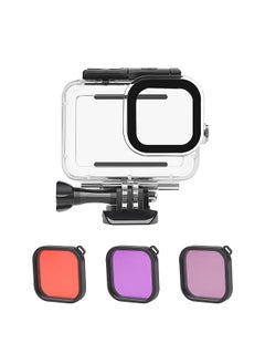 Buy Action Camera Waterproof Case + Red Pink Purple Filter Set Replacement for GoPro Hero 9 GoPro Hero 10 Diving Surfing Snorkeling in UAE