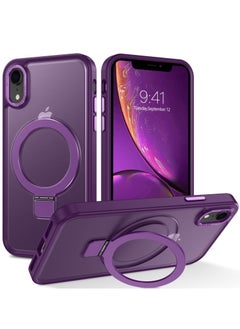 Buy iPhone XR MagSafe Case with Magnetic Invisible Stand,【Full Shockproof Protection】Matte Back Phone Cover with Magnet Kickstand for Apple XR (2018)(Purple) in Saudi Arabia