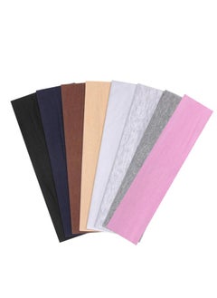 Buy 8PCS Non Slip Fashion Sports Hair Bands, Soft Cotton Fabric Stretch Headbands for Man Women for Exercise, Yoga and Running in Saudi Arabia