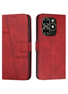 Buy Protective Wallet Case with Kickstand for Infinix Smart 8 - Red in Saudi Arabia