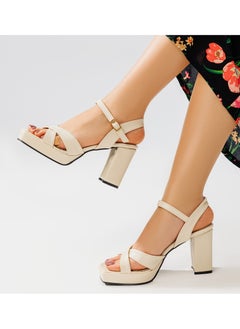 Buy H-3 Comfortable High Heel Sandals For Women - Beige in Egypt