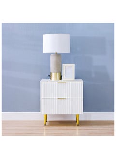 اشتري Dorothy Night Stand Multifunctional Bedside Table Space Saving Nightstand End Table Storage Modern Design Furniture For Bedroom L 51 X W 39.6 X H 54.6 cm White / Gold في الامارات
