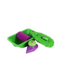 Buy 3-Piece Paint Roller With Brush And Tray Green/Purple in Saudi Arabia