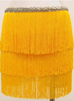 Buy Fringe Waist Chain Skirt Belly Dance Tassel Waist Wrap Belt Skirts Party Rave Costume Yellow in UAE