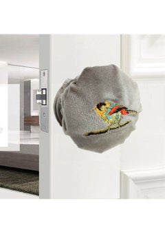 Buy Door Handle Covers, 2Pcs Grey Door Knob Covers with Bird Embroidered, Anti-Static Safety Door Knob Protector,  Soft Velvet Wall Protector, Decorative Door Knob Cushion Not to Dent Applicances in UAE