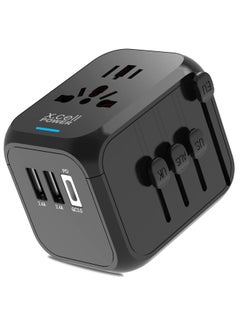 Buy X.cell 20W International Travel Charger, 4x Faster Charging, Designed to use with US, UK, EU and AU compatible Plugs and Pins to power light electronic devices, works in 150 countries- Black in UAE