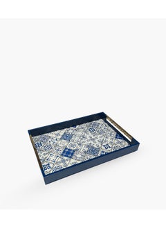 Buy Kiara Blue Gold Tray 48x33.5x5 cm in UAE