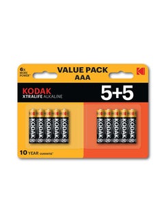 Buy Kodak Xtralife Alkaline AAA Batteries - 10 Pcs in UAE
