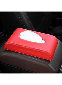 Buy Tissue Box, Premium Tissue Holder, Faux Leather Sun Visor Tissue Holder, Stylish and Convenient Facial Tissue Dispenser for your Vehicle (RED) in Saudi Arabia