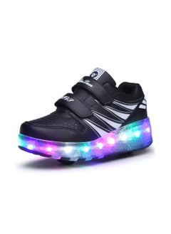 اشتري LED Light Up Roller Skates Wheel Shoes for Kids Black في السعودية