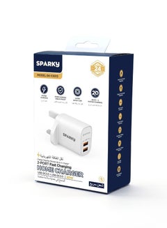 Buy Fast wall charger with two USB ports, white in Saudi Arabia