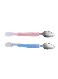 Buy Serving Spoon Baby Fruit Spoon Food Feeder: 2Pcs Double Headed Silicone Feeding Spoon Scraping Spoon Infant Spoons For Children Toddler Child Kids Ice Cream Spoon in Saudi Arabia