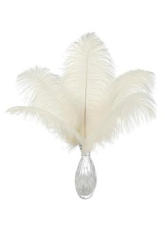 Buy 5pcs Ostrich Feathers (25-30cm) for Wedding Party, Centerpieces Flower Arrangement and Home Decoration, DIY Decorative, White in Saudi Arabia