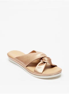 Buy Knot Detail Slip-On Sandals with Flatform Heels in UAE