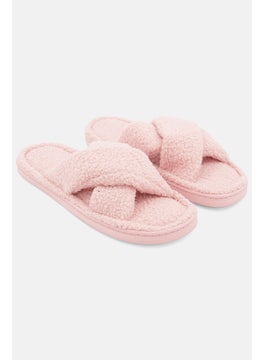 اشتري Women Slip On Cross Strap Home Slippers, Pink في الامارات