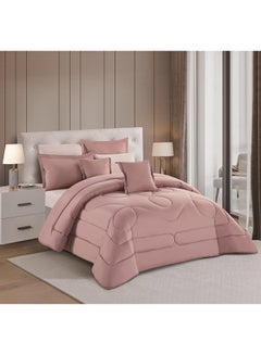 اشتري Duvet Cover Set 8 Pieces Comforter Set with Bed Skirt Quilt Cover Fitted Sheet Pillow Cover Comforter 220X240 cm King Size Mattress في الامارات