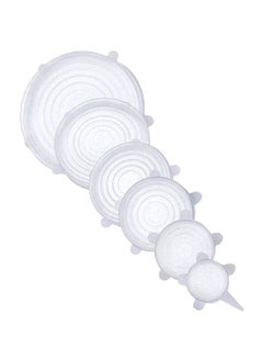 Buy 6-Piece Reusable Suction Lid Set White in Saudi Arabia