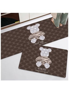 اشتري 2-Piece Fashion Cartoon Bear Floor Mat Crystal Velvet Water And Oil Absorbing Kitchen Mat Door حصيرة مدخل الحمام مانع للانزلاق فائقة الامتصاص سريعة الجفاف غير قابلة للانزلاق حصيرة 50x160 سم + 50x80 سم في الامارات