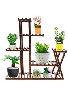 Buy Plant Stand Indoor Outdoor, 5 Tiers Wood Plant Shelf Multi Tier Flower Stands Wooden Plant Display Holder for Living Room Balcony Patio and Garden in UAE