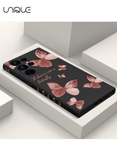 Buy For Samsung Galaxy S24 Ultra Cas, for Galaxy S24 Ultra Case Flowers Butterfly Anti Slip Shockproof Flexibility Soft Silicone Protector Phone for Samsung Galaxy S24 Ultra Case-Black in UAE