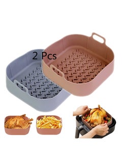 Buy 2Pcs Air Fryer Silicone Pot 8 Reusable Air Fryer Silicone Basket Heat Resistant Easy Cleaning, Food Safe, Replacement Parchment Air Fryer Liner Paper Fits 3.6 To 6.8QT Air Fryer Square in Saudi Arabia