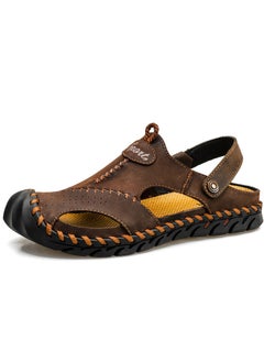 Buy Men's Dual Purpose Breathable Casual Hollowed Out Cowhide Sandals in Saudi Arabia