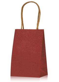 اشتري Maroon Paper bags with handles 15 x 11 x 6 cm Small Kraft Gift bags for Birthday Party Favors Weddings Merchandise Goodies Baby Shower (24 Bags) في الامارات