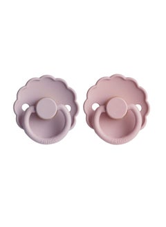 Buy Pack Of 2 Daisy Latex Baby Pacifier 0-6M, Baby Pink/Soft Lilac - Size 1 in Saudi Arabia