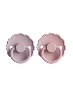 اشتري Pack Of 2 Daisy Latex Baby Pacifier 0-6M, Baby Pink/Soft Lilac - Size 1 في السعودية