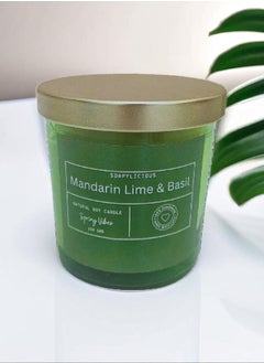 Buy Soy Wax Candle – Mandarin Lime & Basil Aroma, 220g in Premium Gift-Ready Box | Handmade, Natural for Home & Office in UAE