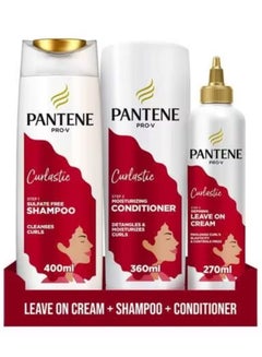 Buy Pantene Pro-V Curlastic Bundle + Sulfate Free Shampoo 400ml With Pantene Pro-V Curlastic Moisturizing Conditioner 360ml And Pantene Pro-V Curlastic Defining Leave On Cream 270ml in Saudi Arabia
