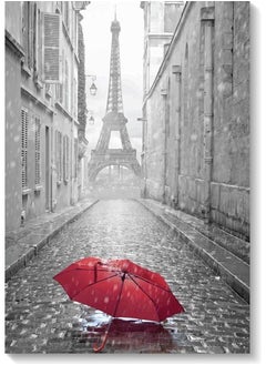 اشتري Eiffel Tower Themed Wall Painting Grey/Red 40x60cm في الامارات