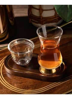 Buy 18 Pieces  Arabic Tea & Coffee Set  Wood & Glass in Saudi Arabia